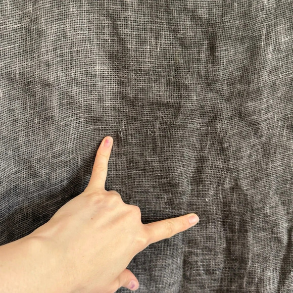 Fenini Women's Medium 100% Linen Blouse Boxy Loose Knit Boho Grey Artsy Texture - Picture 9 of 9